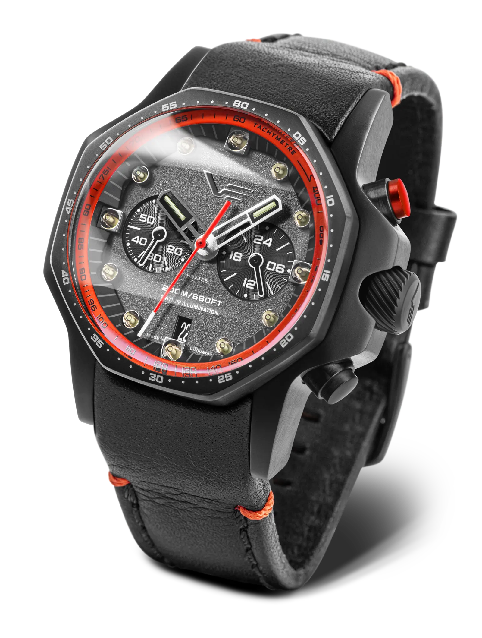 Vostok Europe Atomic Age Sakharov Men's Chronograph Watch 48mm Tritium Illumination 200M Quartz VK64-640C699, Luminous Waterproof Wristwatch for Men, Business & Daily Wear, Birthday Gift for Him with Box