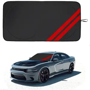 Front Windshield Sun Shade Fit for  Challenger Durango Journey Universal Fit to    Foldable Sun Visor Protector Custom Fit  Window Sunhade (Black)