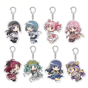 Anime Puella Magi Madoka Magica Keychains, Featuring Anime Characters Kaname Akemi, Homura, Miki Sayaka, Tomoe Mami, Kyoko, Fashion Accessory Key Rings for Fans as Gifts