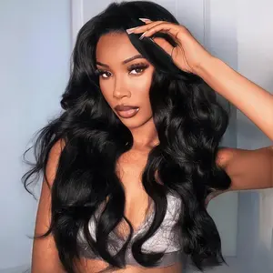Body Wave Lace Front Wigs Human Hair 180 Density 13x4 HD Transparent Lace Front Wig Glueless Human Hair Wig Pre Plucked With Hairline Brazilian Virgin Lace Frontal Wigs For Women Natural Black Color
