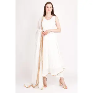 Olivia White Salwar Kameez with Sequins Embroidery