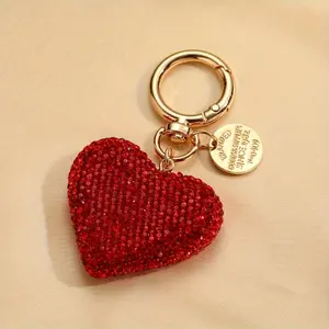 Fashion Rhinestone Heart Keychain - Alloy Creative Key Ring for Women, Car Key Holder & Bag Charm Decoration