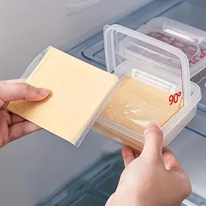 1pc Transparent Plastic Butter & Cheese Storage Box - Portable Fridge Organizer with Easy-Access Hinged Lid for Fresh Kitchen Organization, Food Preservation|Hinged Lid Design|Durable Container, Fridge Organizers And Storage