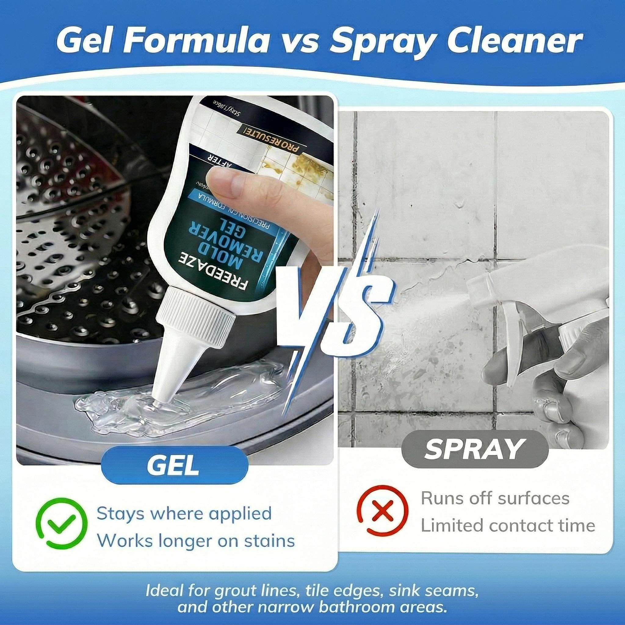 FREEDAZE Mold Stain Cleaning Gel with Brush, Precision Nozzle for Tile Grout, Bathroom Seals, Sink Edges & Front Load Washer Seals-7 Fl Oz