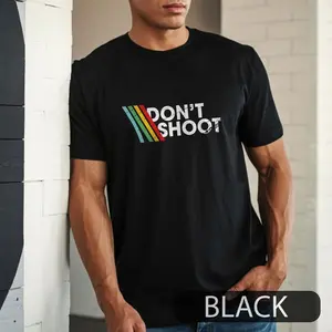 DØN'T SHØØT Gaming Shirt Sarcastic Funny Retro Arcade Raiders Tee Video Game Emote Gamer Gift Distressed Vintage ARC Stripes Q