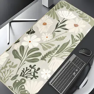 Boho Floral Pattern Mouse Pad, Rectangle Gaming Mouse Pad, Non-slip Rubber Pad, Aesthetic Desktop Decoration Protective Pad for Laptop, Desktop Computer Games, Desktop Accessory, Cute Desk Accessories