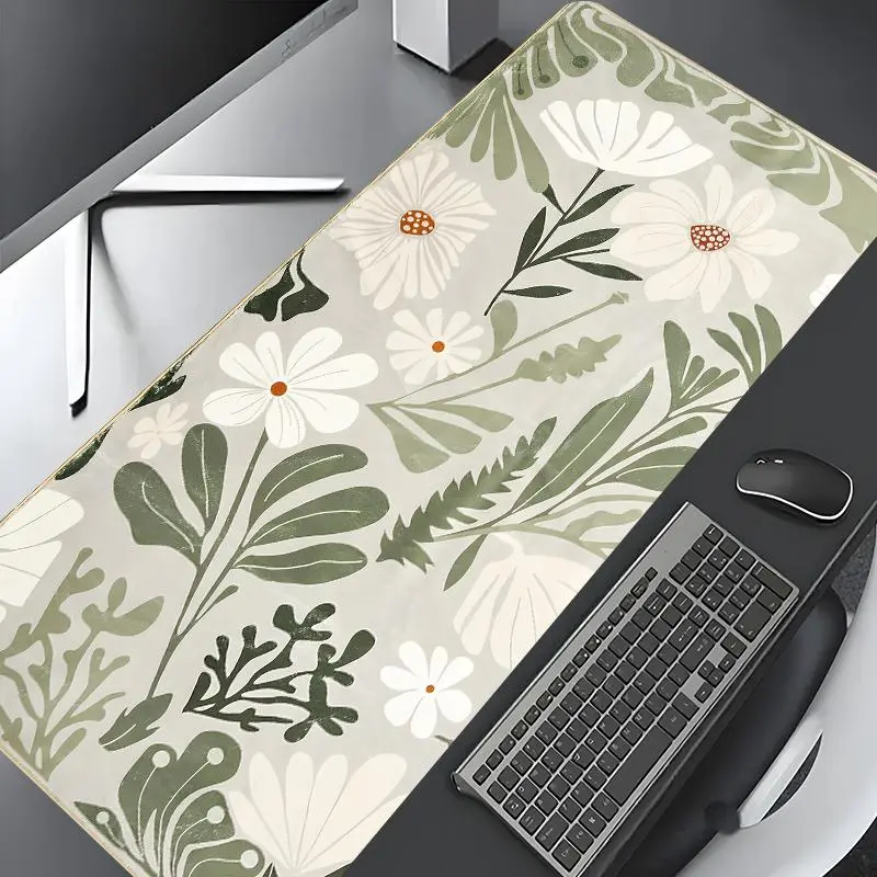 Boho Floral Pattern Mouse Pad, Rectangle Gaming Mouse Pad, Non-slip Rubber Pad, Aesthetic Desktop Decoration Protective Pad for Laptop, Desktop Computer Games, Desktop Accessory, Cute Desk Accessories, Aesthetic Office Supplies