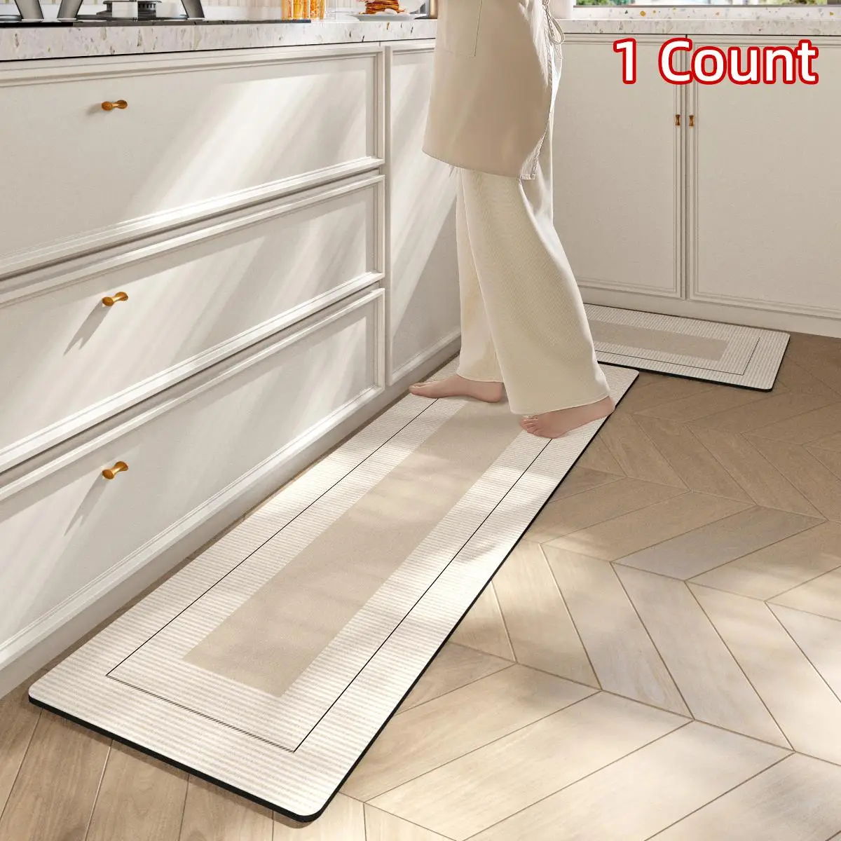Kitchen Decorative Carpet, 1 Count Water Absorbent Soft Floor Rug, Anti-slip Indoor Mat for Living Room Bedroom Washroom
