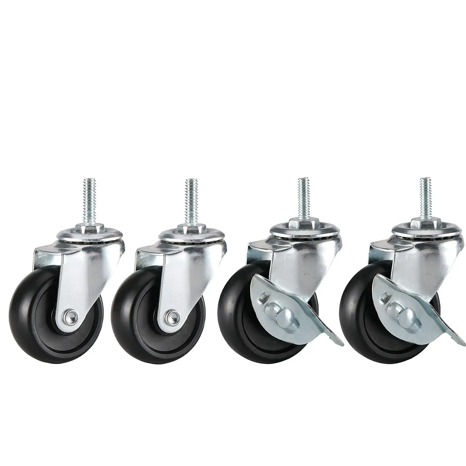 A1S-0129 2-Inch Caster Wheels for Wire Shelving,Cart, Furniture,Casters Set of 4,Castors,Threaded Stem 1/4" x 20,5/16" x 18,3/8" x 16,M8,M10  Include