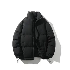 Men's Solid Thicken Zip Up Drawstring Down Jacket, Loose Puffer Jacket, Casual Thermal Pocket Funnel Neck Outwear for Fall & Winter, Streetwear, Cold Weather Gear, Jackets for Men, Winter TopsWinter Jacket, Thick Jacket, Essentials Puffer Coat