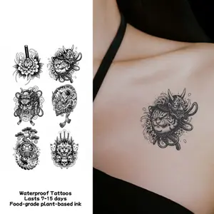 Waterproof temporary tattoo sticker magic tattoo lasting 7-15 days Japanese hardcore ukiyo-e pattern herbal juice semi permanent tattoo simulation tattoo Tattoo on the back of the hand and neck
