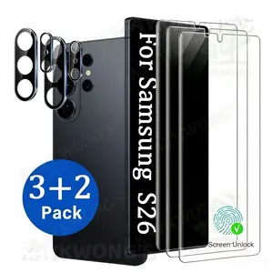 KAYKWONG'S Five-In-One Set: 3 HD Tempered Glass + 2 Lens Protectors, Compatible with Samsung Galaxy S22 5G/S22+5G/S23/S23+/S24/S24+/S24 Ultra/S25/S25+/S25 Ultra/S25 Edge/S25 FE/S26/S26+/S26 Ultra Series, Glossy Finish, User Favorite