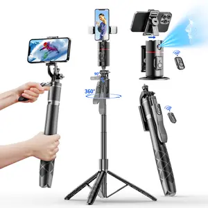 Smartphone Tripod & Auto Face Tracking Phone Holder, No App, Required Gesture Control, 360° Rotation Body Phone Holder Tripod with Wireless Bluetooth Remote for Vlog/Video/Photo