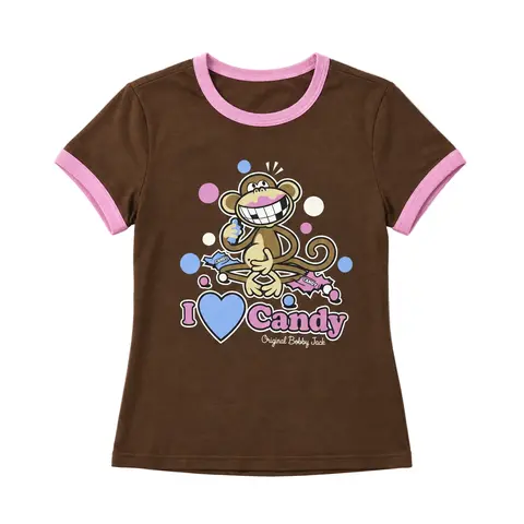 I Love Candy - Bobby Jack Ringer Top - Brown