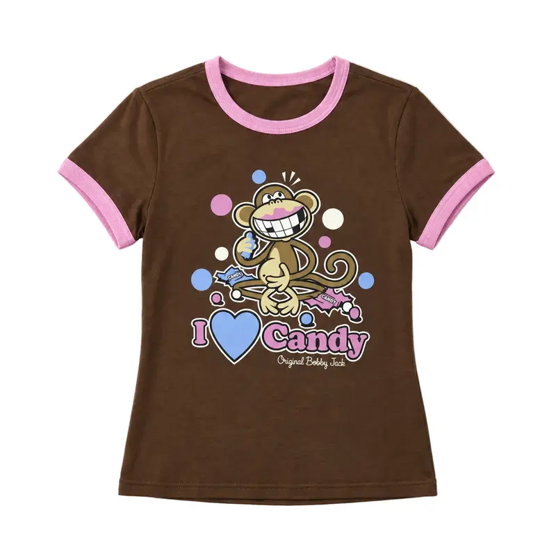 I Love Candy - Bobby Jack Ringer Top - Brown