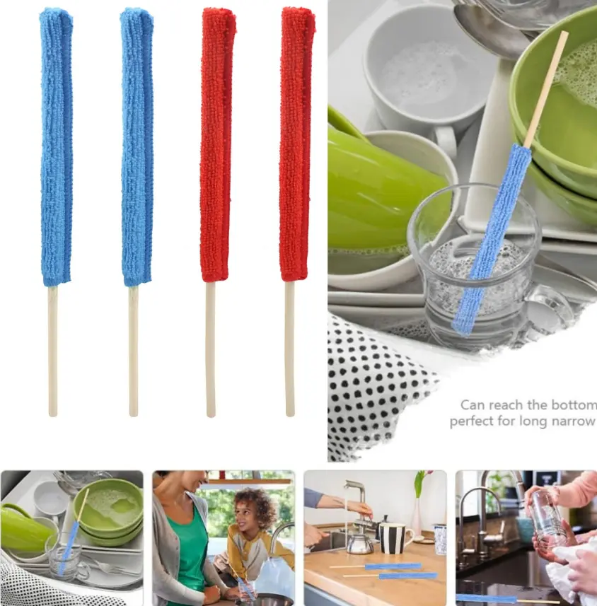 4pcs Ultra-Fine Microfiber Car Detailing Brushes with Long Handles, Soft Washable Bristles for Vents Blinds Hard-to-Reach Areas, Car Home Cleaning Accessories