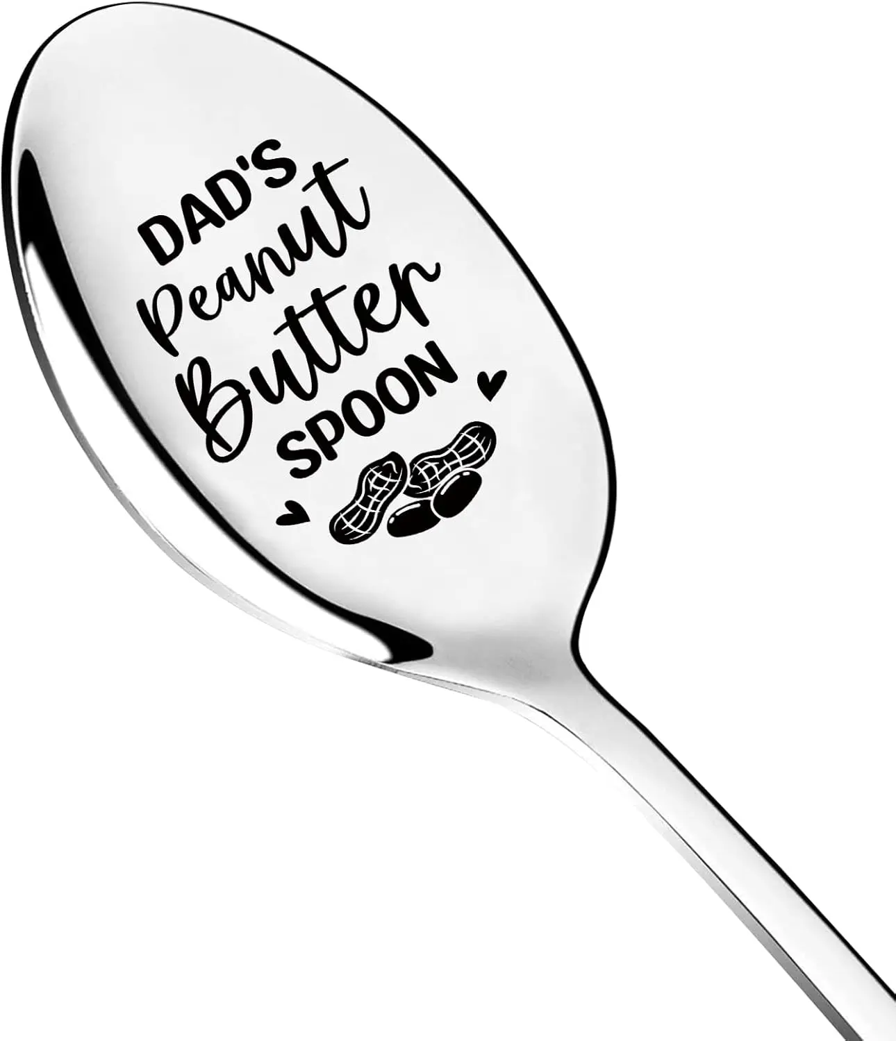 Engraved Stainless Steel Dad's Peanut Butter Spoon - Long Handle Cutlery Tableware, Gift for Men Dads on Father's Day, Birthdays, Christmas