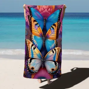 1pc Colorful Butterfly Pattern Microfiber Beach Towel, Quick-Dry Large Travel Bath Towel, Pool Yoga Camping Blanket, Unisex Gift 31"x63"