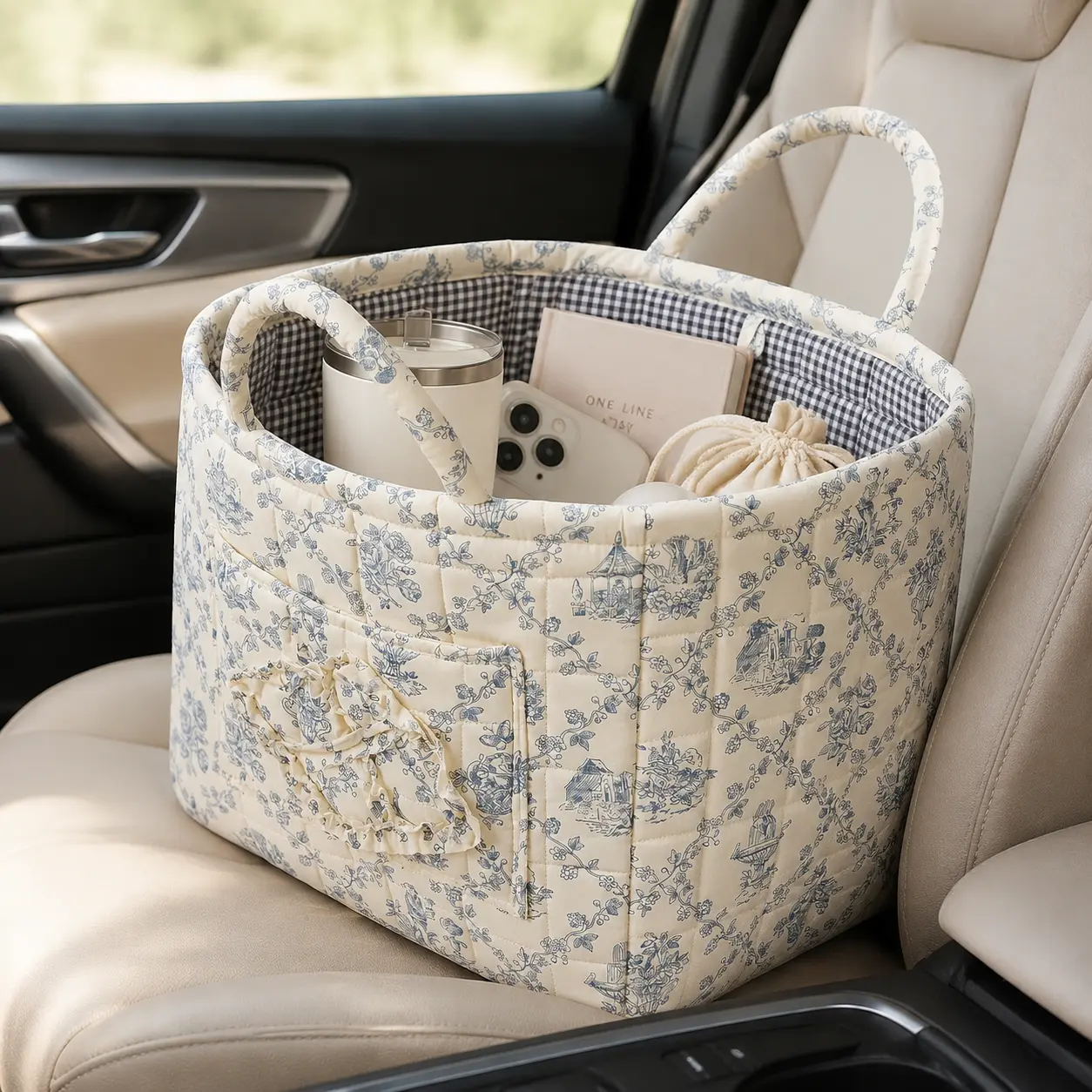 Versatile Storage Basket,Collapsible Laundry Hamper with Handles,Foldable Floral Organizer for Clothes Toys Books, Multi-Purpose Fabric Storage Bin for Nursery Closet Car, Space Saving Home Decor Basket,home essentials,back to school