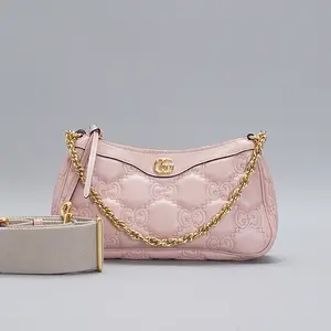 Pre-owned GUCCI cowhide Shoulder Bags GG Matelasse Light Pink Handbag BGP130092