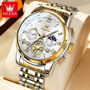 OLEVS men's fashion trend business simple handsome new steel belt men's watch waterproof luminous 2859 Modern Fashionable Wristwatch