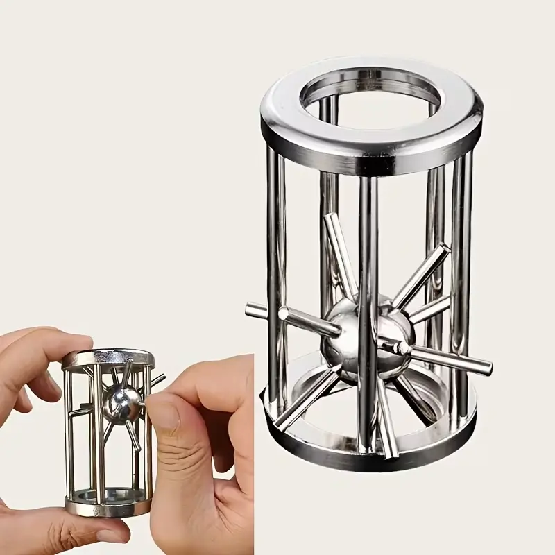 Challenging 3D Brain Teaser Puzzle, Stainless Steel Puzzle Ball, Metal Puzzles, Perfect Valentine's & Birthday Gift, Party Trick Toy, Ages 14+