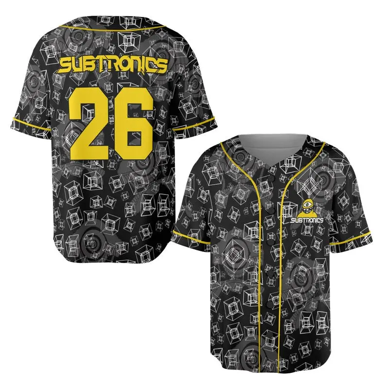 Trippy 3D Baseball Jersey Cube Rave Shirt Basshead Edm Festival Outfit Jersey - Gift For Fans Music Tour Shirt Music Tour Fan Apparel