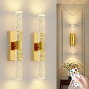 2Pcs Wall Lamps, Luxury Crystal LED Wall Lights, USB Rechargeable, 4000mAh, Magnetic Mount for Wireless Installation, Remote-Controlled Dimming, For Dining Rooms, Bedrooms and Bathroom Mirror Wall Lighting