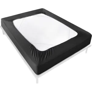 Twin Box Cover, Bed Skirt Wrap 4 Side of The Mattress, Stretch & Snug Fit, Soft, Wrinkle Free, Replacing Bed Skirts for Hotel and Home (Black, Twin)