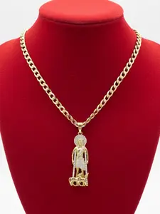 Cuban Link Chain 4mm Width 16 20 22 Inch Lengths with San Lazaro Pendant Ideal for Daily Use Water Resistant Lightweight