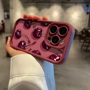 Korean Cherry Design Wine High Bamboo Tpu Thick Anti-Drop Case for iPhone 7/8/x/XS/XR/XS Max/11/12/13/14/15 Pro Max/16/17 Pro Max/air14 Pro Max