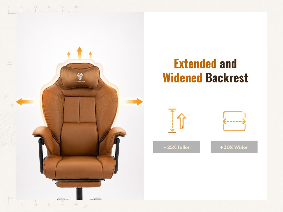 【Halloween Gift】Dowinx Big and Tall Modern Gaming Executive Office Chair, PU Leather with Pocket Spring Cushion, High Back, Linkage Arms, Footrest, Reclines 90-135°