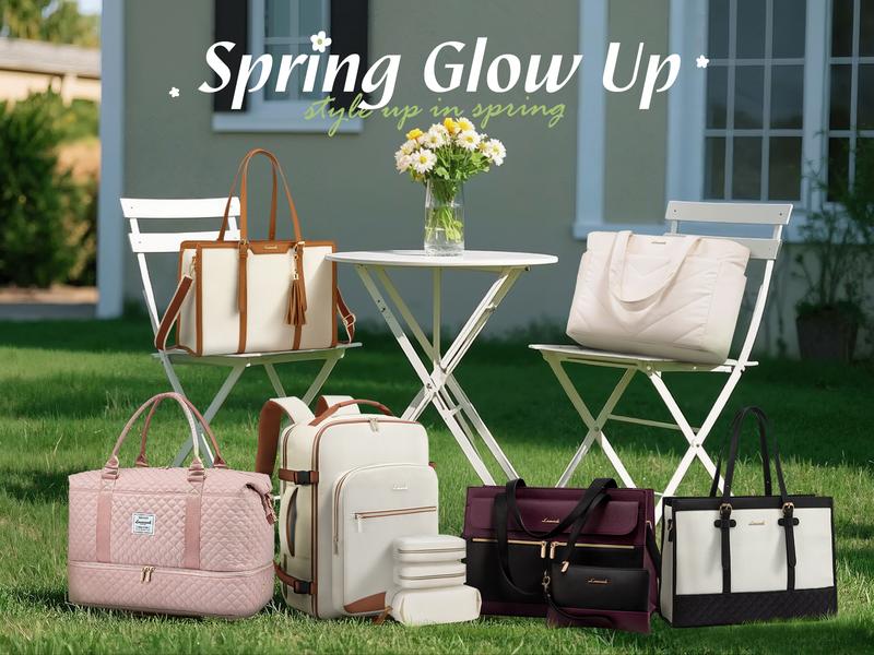 LOVEVOOK TikTokShopBacktoSchool 15.6& 17.3 Inch Laptop Tote Bag for Women, Waterproof Gym Tote Bag for Women with Yoga Mat Strap,Travel Tote Bags for Women,Suitable for Work, School, Travel, Fitness, and Daily Life