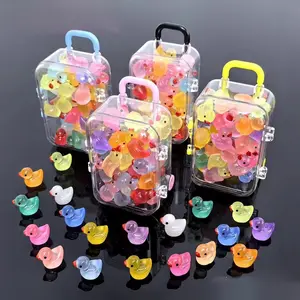 40 pcs Duck Figurines + 1 pc Mini Suitcase, Glow-in-the-Dark Duck Decor, Creative Ornament Accessories, Resin Animal Sculptures, for Home party, Living Room, Bar, Café Counter, Micro Landscape, Office Desk Decor，festival