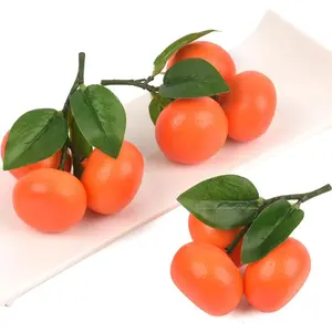 Mini Lifelike Tangerine Orange Artificial Simulation Fruit 3pcs for Home Party Kitchen Festival Decoration