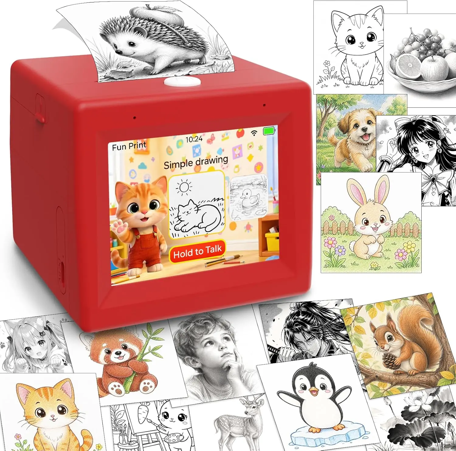 AI Voice Smart Mini Printer (Supports 2.4GHz Wi-Fi Only), Portable Wireless Thermal Inkless Sticker Maker for Kids Learning, DIY Crafts, Voice-Controlled Educational Device