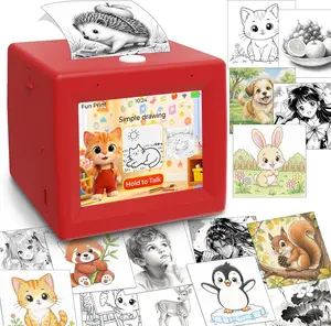 AI Voice Smart Mini Printer - Portable Wireless Thermal Inkless Sticker Maker for Kids Learning & DIY Crafts, Interactive Voice-Controlled Educational Electronic Device for Home & School