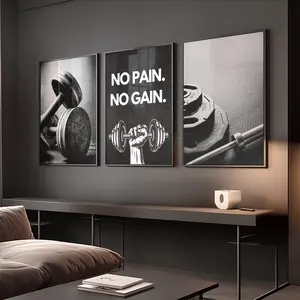 Set of 3 Gym Workout Wall Art Prints for Men – Masculine Gym Decor, Printable Gym Quotes