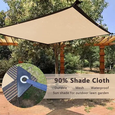 【FaddishDeal】90% Sun Block Polyethylene Mesh Tarp - Durable, UV-Resistant, Taped Edge, Easy Setup, 2m×2m/2m×3m Outdoor Patio Shade Sail, Sunshade Polyester Canopy for Garden, Lawn