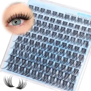 Natural False Eyelashes Cluster 110 pcs - C Curl Individual Lashes 10-16 mm Mix Length with Thin Lash Band , Lash Extensions Kit - Cosmetic, Makeup