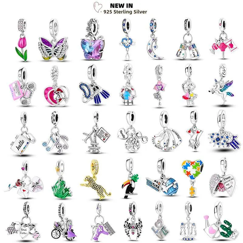 Heart Tree of Life Charms 925 Sterling Silve Butterfly Tulip Dinosaur Moon Charm Beads Fits Original Bracelets Women DIY Jewelry Pandora