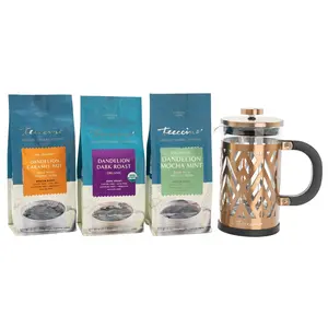 Teeccino Dandelion Herbal Coffee Starter Kit w/French Press