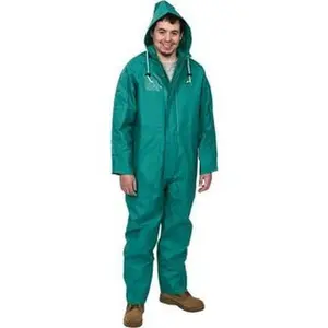 OnGuard Industries Size M Green Full-Length Work Safety Chemical Clothes, 1 Pocket, PVC Blend (PVC, Polyester & Nylon), Zipper Closure, Open Wrists & Ankles, Model 71022MD00