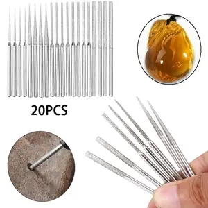 20pcs Diamond 3mm handle cylindrical bullet tip extended grinding needle diamond drilling needle hole expanding needle oil saw grinding head