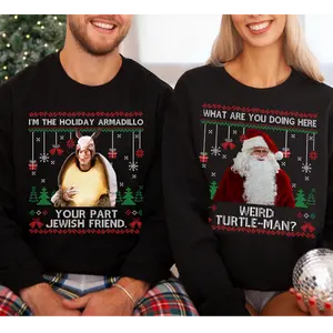 Funny Friends Christmas Matching Couple Shirt Fabric Fit, Ugly Friends Christmas Sweatshirt
