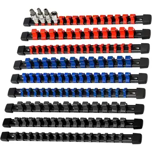 9-Piece Socket Organizer, 1/2 inch, 3/8 inch and 1/4 inch Drive ABS Tools-Socket Holder,Heavy Duty Socket Racks, Premium Quality Socket Clip Rail Holder,The best tool trays in the garage