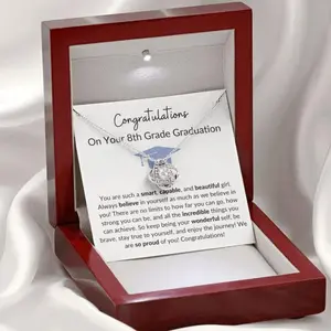 8th Grade Graduation Gift for Her, Personalized Middle School Graduation Jewelry for Daughter - 2023 Gift Ideas, Granddaughter Grad Necklace, Jewelry Message Card, Necklace Gifts For Birthday, Anniversary, Christmas Day, Thanksgiving