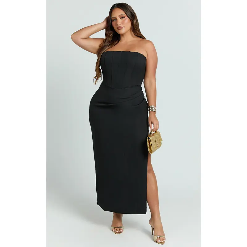 knee length dresses for ladies Rent Asos Design Tall High Neck Seamed Open Back Midi Pencil Dress In Black