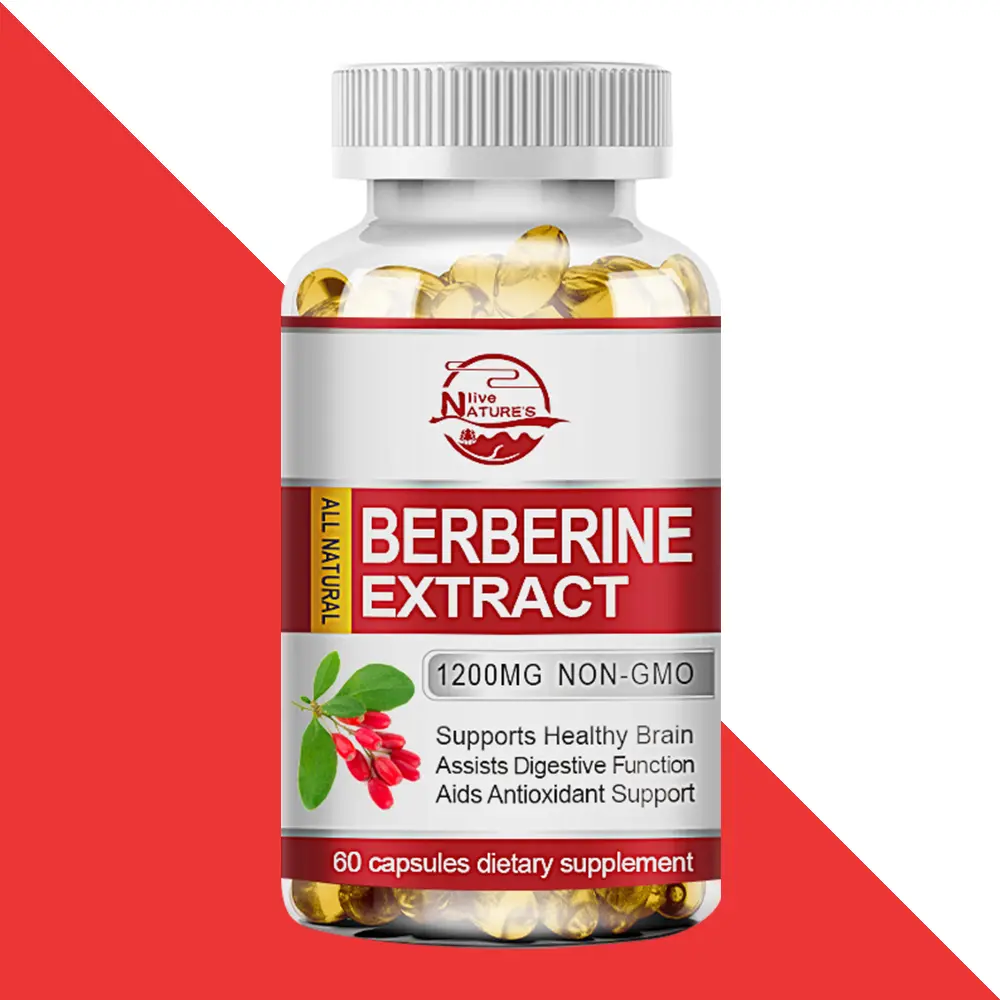 Berberine HCL Supplement 1200mg High Potency Anti-inflammatory,Healthy Cholesterol,Blood Sugar Support, 60 Vegetarian Capsules - Gluten Free & Non-GMO Fitness Edible
