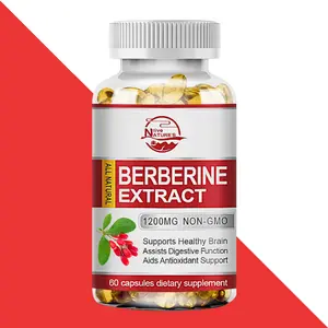 Berberine HCL Supplement 1200mg High Potency Anti-inflammatory,Healthy Cholesterol,Blood Sugar Support, 60 Vegetarian Capsules - Gluten Free & Non-GMO Fitness Edible